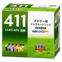 OHM Electric Compatible Printer Ink [Brother LC411-4PK] 4-Color Pack INK-B411-4P INKB4114P