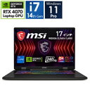 MSI(GGXAC) SWORD17-B14VGKG-4650JP Q[~Om[gp\R m17.0^ /Windows11 Pro /intel Core i7 /F64GB /SSDF2TB / /{ŃL[{[h /2024N3n SWORD17B14VGKG4650JP y864z