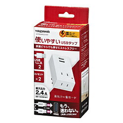 ヤザワ 雷ガード付両挿しUSBフロントタップ2個口 ホワイト H1FSK4002UWH ［直挿し /2個口 /スイッチ無 /2ポート］ H1FSK4002UWH 【864】