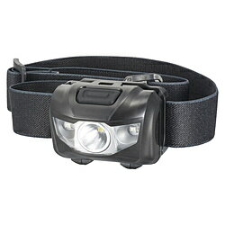 【 特 長 】● 可動ヘッドでライトの角度を調整できます● 4種類の点灯モード（HIGH/LOW/RED/RED点滅）● 明るさ110ルーメン（HIGH点灯時）● 連続使用時間 約8時間（HIGH点灯時）● 落下耐久1m● 照射距離 65m● 保護等級はIPX4の防まつ形【 仕 様 】■ 使用電源：単4形乾電池3本（別売）■ 光源：白色系LED1個/赤色系LED2個（LED交換不可）■ 連続使用時間：明るさ10%まで…約8時間/HIGH（ハイ）モード、約60時間/LOW（ロー）モード ※未使用・新品のアルカリ乾電池使用時■ 光束：約110 lm（ルーメン）■ 照射距離：約65m■ 保護等級：IPX4（防まつ形…水の飛まつに対して保護する。あらゆる方向からの水の飛まつによっても有害な影響を及ぼしてはならない。※JIS C 0920：2003による）■ 質量：約57g（電池別）■ 外形寸法：（約）横61×高さ46×奥行37mm（ヘッドバンド除く）■ 付属品：ヘッドバンド本体サイズ（高さ×幅×奥行）（約）横61×高さ46×奥行37mm（ヘッドバンド除く）本体重量約57g（電池別）明るさ110lm調光機能2段階電源単4形乾電池3本（別売）連続使用時間明るさ10%まで…約8時間/HIGH（ハイ）モード、約60時間/LOW（ロー）モード ※未使用・新品のアルカリ乾電池使用時耐水耐塵IPX4（防まつ形…水の飛まつに対して保護する。あらゆる方向からの水の飛まつによっても有害な影響を及ぼしてはならない。※JIS C 0920：2003による）可動ヘッドでライトの角度を調整できます