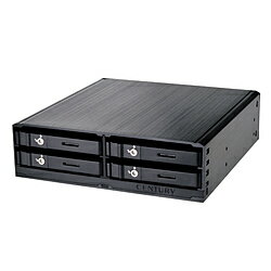 CENTURY(センチュリー) リムーバブルラック [5.25インチベイ1段→SATA HDD/SSD 2.5インチx4] 5インチベイにまとめるラック 2.5×4 SATA6G ブラック CMRK-S4S6G2 CMRKS4S6G2