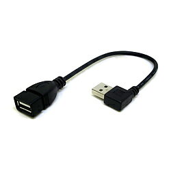 変換名人JAPAN USB-A延長ケーブル [USB-A オス→メス USB-A /0.2m /右L型] ブラック CA2034 CA2034