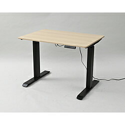 ヤマゼン 電動昇降デスク [W1000xD700xH710～1170mm] スタンダード マットブラックx天板：ナチュラルウッド ELD-FS(MBK)/T1000(WN) ELD-FS/T1000