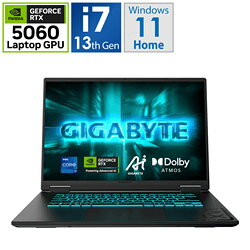 GIGABYTE(ギガバイト) GAMING A16 CVHI3JP864SH ゲーミングノートパソコン GA6H(RTX 5060) ブラックスチール ［16.0型 /Windows11 Home /intel Core i7 /メモリ：32GB /SSD：1TB /日本語版キーボード /2025年7月モデル］ GAMINGA16CVHI3JP864S