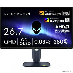 DELL(デル) AW2725D-R USB-C対応 ゲーミングモニター Alienware 27 ブラック ［26.7型 /WQHD(2560×1440） /ワイド /280Hz］ AW2725DR
