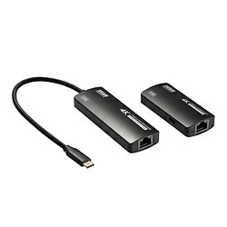 SANWA SUPPLY(サンワサプライ) HDMIエクステンダー [送信機(USB-C オス→メス LAN) /受信機(LAN メス－メス HDMI /USB-Cメス給電)] (30m/70m延長) VGA-EXHDC ［4K対応 /手動］ VGAEXHDC