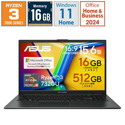 ASUS(エイスース) ノートパソコン Vivobook Go 15 ミックスブラック E1504FA-R3165BWS ［15.6型 /Windows11 Home /AMD Ryzen 3 /メモリ：16GB /SSD：512GB /Office Home and Business /日本語版キーボード /2025年9月モデル］ E1504FAR3165BWS [振込不可] [代引不可]
