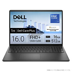 DELL(デル) ノートパソコン Dell 16(DC16250) カーボンブラック ND56-FWM3BC ［16.0型 /Windows11 Home /intel Core 5 /メモリ：16GB /SSD：512GB /Microsoft 365 Personal /日本語版キーボード /2025年秋冬モデル］ ND56FWM3BC