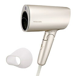 ELECOM(エレコム) ドライヤー 大風量 速乾 温度センサー 熱ダメージ配慮 マイナスイオン 2.0 m3/分 1300W 折りたたみ クールショット まとまるノズル ヘアドライヤー ゴールド TD713A-N TD713AN