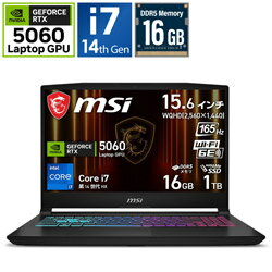【2026/02/26発売予定】MSI(エムエスアイ) Katana-15-HX-B14WFK-3269JP ゲーミングノートパソコン Katana 15 HX B14W(RTX 5060) ブラック ［15.6型 /Windows11 Home /intel Core i7 /メモリ：16GB /SSD：1TB /日本語版キーボード /2026年2月モデル］ KATANA15HXB14WFK3269