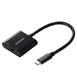 ELECOM(エレコム) 映像変換アダプタ [USB-C オス→メス DisplayPort /USB-Cメス(給電用 PD60W対応)] 4K対応 ブラック …