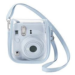 富士FILM - ELECOM(エレコム) チェキケース instax mini 12専用 クリア カメラケース マグネット式フラップ ストラップ付 ブルー IC-CCM12BU ICCCM12BU