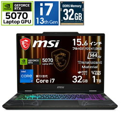 15 吋 - MSI(エムエスアイ) Cyborg-15-B13WGKG-5070JP ゲーミングPC（ノート） オデッセイグレイ ＆ スケルトン ［15.6型 /Windows11 Home /intel Core i7 /メモリ：32GB /SSD：1TB /日本語版キーボード /2026年4月モデル］ CYBORG15B13WGKG5070 【864】