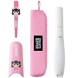 はっぴーなわたし、360度カワイイ。フルーツジッパーコラボ限定セット。■スペックプロ級！どこでも360度カワイイヘアコンパクトなのに、スペックはプロクオリティ。前髪や顔まわりはもちろん、後ろ髪にも使えるから、いつでも理想のヘアスタイルに。■いつでも使える！コードレス仕様持ち運びに便利なコードレスタイプ！ポーチに入るサイズだから、どこでも使えてライブや遠征用にもぴったり。■ちゅるん感UP！クレイツイオン?加工アイロンプレートに独自のクレイツイオン?を加工。髪滑りが良く、潤い感を閉じ込めながら、ちゅるんとなめらかでツヤのある美しい質感に整えます。■旅行先でもスタイルキープ！海外使用OKUSBでの充電が可能で、充電用USBケーブル（Type-C）付属。AC100-240V対応のUSB-ACアダプター使用で、海外でもカワイイヘアをキープ！※USB-ACアダプターは付属していません。本体サイズ（高さ×幅×奥行）41×217×34mm本体重量215gプレート加工クレイツイオン(R)加工イオン有最高温度171～180℃温度調節機能3段階電源方式充電式（コードレス）付属品シリコンキャップ、ヘアクリップ、ポーチ、TypeCコード約1m、バッテリー収納袋はっぴーなわたし、360度カワイイ。FRUITS ZIPPERコラボ限定セット。