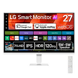 LG(エルジー) PCモニター LG Smart Monitor AI ホワイト 27U511SB-W ［27型 /フルHD(1920×1080) /ワイド /120Hz］