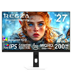 19 inches + - 【2026/05/29発売予定】REGZA（レグザ） RM-27G5SR ゲーミングモニター ホワイト ［27型 /WQHD(2560×1440） /ワイド /200Hz］ RM27G5SR