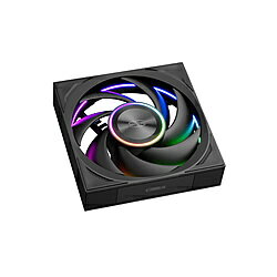 ハイエンド水冷DT360にも搭載されている、超高静圧ファン「F7X120-ARGB-BK」ブラック 1個入り。■冷却効率と静音性に優れたブレード設計7枚の可変セクションブレードの精密な設計が特徴で、非常に浸透性の高いエアフローを生成。エアフローの乱れと動作音を最小限に抑え、優れた静音性と冷却効率を実現。静音モードでの動作騒音レベルは22.3dBAまで低下し、図書館レベルの静音基準（30dBA）を達成。■3段階速度調節最大回転数が1500 / 2200 / 3000rpmの3段階切り替えが可能、静音から高冷却まで様々シーンに対応可能。■高強度複合ファンブレード素材ファンブレードはガラス繊維とPBTの複合素材で構成、堅牢な構造で長期的な高負荷環境においても、長期間の安定動作を維持。■三相6スロットモーター単相4スロットモーターと比較して、変換効率が高くトルク変動は小さく、振動と騒音が大幅に低減。■ワイヤレス接続メカニズムケーブル接続不要な連結機構によりファンは接触モジュールを介して信号と電力を送信し、煩雑なケーブル干渉を排除。すっきりとした見た目と美しいデザインを実現。■24個のLEDを搭載ファンフレーム内側のエッジとリングプレートがARGBによるシームレスなライティング効果を実現。派手さを排除したエレガントで控えめなデザインで、独特の視覚体験を提供。■デュアルボールベアリング一般的なスリーブベアリングと比較して信頼性が高く、耐高温性、長寿命、垂直取り付け耐性に優れています。■トライフォースデザインとシームレスデザインラバーパッドによりファンのマウントホールを隠したシームレスなデザイン、回転向きと風向きはトライフォースマークで視覚的なデザインとなります。【ご注意】直接マザーボードのファンヘッダに3台のファンを接続しないでください、3個パック付属のハブなど（ハブから電源供給するもの）を経由して接続して下さい。取付時はコーナーパーツの種類をよく確認して連結して下さい。（端子あり、端子なしなど）本体サイズ mm［サイズ］　120 × 120 × 厚さ28 mm［ケーブル長］　ファンケーブル部分：50cm（ファン / ARGBメス）+ 10cm（ARGBオス）本体重量252gファン回転数L Mode：500～1500rpm±10%M Mode：500～2200rpm±10%H Mode：500～3000rpm±10%ノイズL Mode：15～22.3 dBAM Mode：15～28.9 dBAH Mode：15～33.1dBA風量［風量］L Mode：55CFMM Mode：65CFMH Mode：83CFM［静圧］L Mode：1.7mmH2OM Mode：3.3mmH2OH Mode：5.7mmH2O付属品コーナーパーツ、ゴムラバー、ネジ、取付ネジ、マニュアル仕様1［接続］PWM 4ピン［ベアリング］Dual Ball Bearing［駆動電圧］DC 12V仕様2［電流］L Mode：0.15AM Mode：0.25AH Mode：0.38A［電力］L Mode：1.8WM Mode：3WH Mode：4.56W仕様3［RGBタイプ / 接続］ARGB 5V-3PIN［ARGB電圧 / ARGB電流 / ARGB電力］5V / 0.75A / 3.75Wハイエンド水冷DT360にも搭載されている、超高静圧ファン「F7X120-ARGB-BK」ブラック 1個入り。