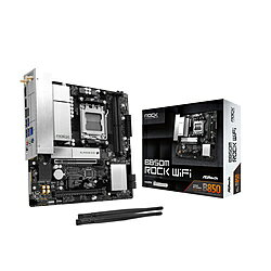 AMD B850チップセット搭載。シンプルなデザインを採用し高い品質、耐久性、コストパフォーマンスを実現するmicroATXマザーボード■AMD B850チップセット搭載■AMD Ryzen 9000/8000/7000シリーズプロセッサ対応■microATXフォームファクター■DDR5-8200 オーバークロックメモリに対応■PCI Express 5.0 x16スロットを搭載■Blazing M.2スロット、Hyper M.2スロットを装備■M.2 SSD用ヒートシンクを搭載■DisplayPort、HDMI 映像出力端子装備■2.5ギガビットLAN、Wi-Fi 6Eモジュールを搭載■コネクタを補強し信号伝達を安定させる「Steel Slot」■ライティングをカスタマイズできる「Polychrome RGB」付属品SATAケーブル×2、無線アンテナ×2その他I/Oポート詳細［インターフェース］オーディオジャック×3（Realtek ALC897）［映像出力］HDMI×1DisplayPort×1LAN［LAN］2.5ギガビットイーサネット×1（Realtek Dragon RTL8125BG）［無線機能］Wi-Fiアンテナ用ポート×2Wi-Fi 6E 802.11axe MU-MIMO Wi-Fi、Bluetooth 5.3USBUSB 5Gbps×7（Type-A×4、Type-C 内部コネクタ×1、ヘッダピン×2）USB 2.0×6（Type-A×2、ヘッダピン×4）仕様1［チップセット］AMD B850［対応CPU］Socket AM5（AMD Ryzen 9000/8000/7000シリーズプロセッサ対応）［フォームファクター］microATX［対応OS］Windows 11/10 64bit［メモリソケット］DDR5 DIMM×2（最大128GB）、DDR5-8200(OC)対応［サウンド］7.1ch HD Audio (Realtek ALC897)仕様2［拡張スロット］PCI Express 5.0 x16スロット×1PCI Express 3.0 x4スロット×1（形状はx16）M.2スロット×1（Wi-Fiモジュール占有）［ストレージ］M.2 128Gbps×1M.2 64Gbps×1SATA 6Gbps×4［対応RAID］RAID 0.1.10（SATA）RAID 0.1.10（M.2 PCIeデバイス）AMD B850チップセット搭載。シンプルなデザインを採用し高い品質、耐久性、コストパフォーマンスを実現するmicroATXマザーボード