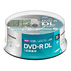 VERBATIMJAPAN 録画用DVD-R DL 2-8倍速 8.5GB 20枚【スピンドル / インクジェットプリンタ対応】　VHR21HP20SD1-B 【ビックカメラグループオリジナル】 VHR21HP20SD1B [振込不可] [代引不可]