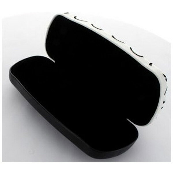 名古屋眼鏡 メタルハード メガネケース（メガネ刺繍/ホワイト×ブラック）2219-01 BK 2219-01