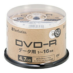 VERBATIMJAPAN データ用DVD-R 4.7GB 1-16倍速 50枚【スピンドル / インクジェットプリンタ対応】 DHR47..