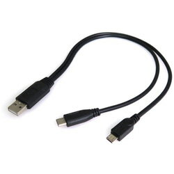 タイムリー 0.3m 2分岐［USB-C＋micro USB ⇔ USB-A］2.0ケーブル 充電 GMC12Y ブラック GMC12Y