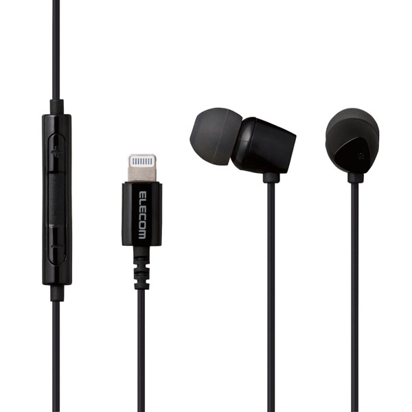 ソフマップ楽天市場店のELECOM(エレコム) FAST MUSIC EHP-LCN200MXBK ブラック【リモコン・マイク対応】 ライトニングイヤホン カナル型 EHPLCN200MXBK｜アングル2