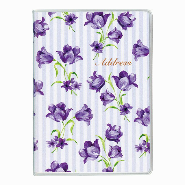 ダイゴー 大きく書けるフラワーアドレス A6 パープル アドレス帳 住所録 G6992