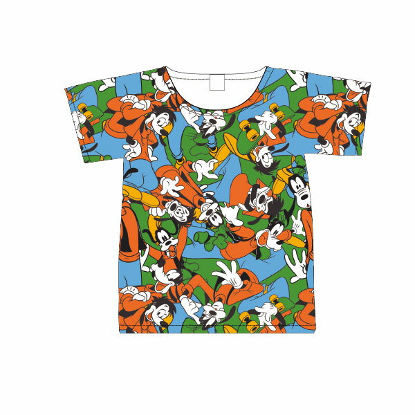 楽天Dtimes Storeディズニー ぎっしり 総柄 Tシャツ　130 ミッキー&フレンズ グーフィー マックス AWDS7257 スモール・プラネット