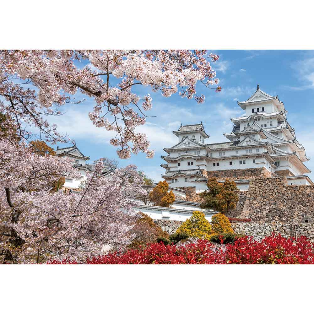 ジグソーパズル コンパクトピースパズル 桜時の姫路城（兵庫） 1000 26×38cm 日本風景 自然・四季 13-08 やのまん