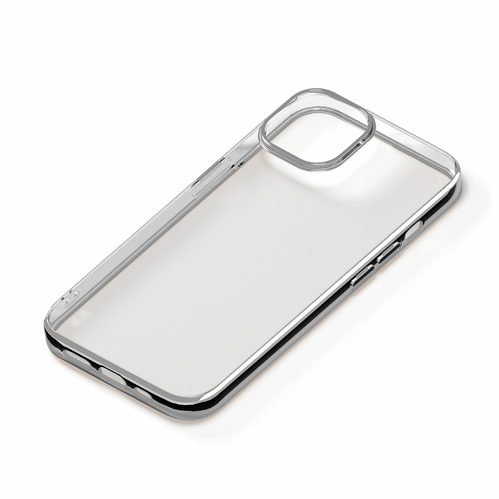 乐天商城 - iPhone15 スマホケース メタリックフレーム ソフトケース シルバー PG-23ATP05SV PGA
