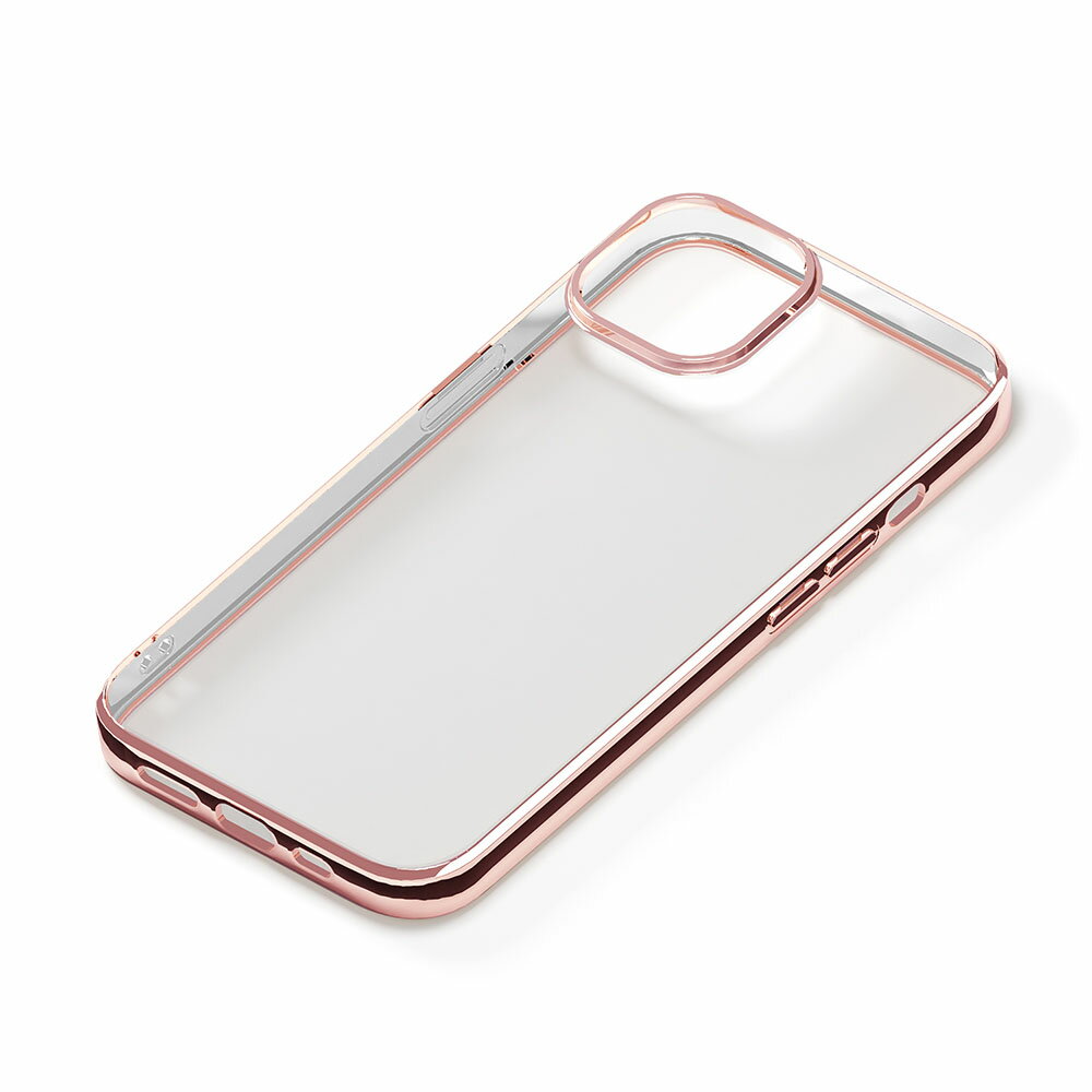 Rakuten - iPhone15 スマホケース メタリックフレーム ソフトケース ローズゴールド PG-23ATP06PK PGA