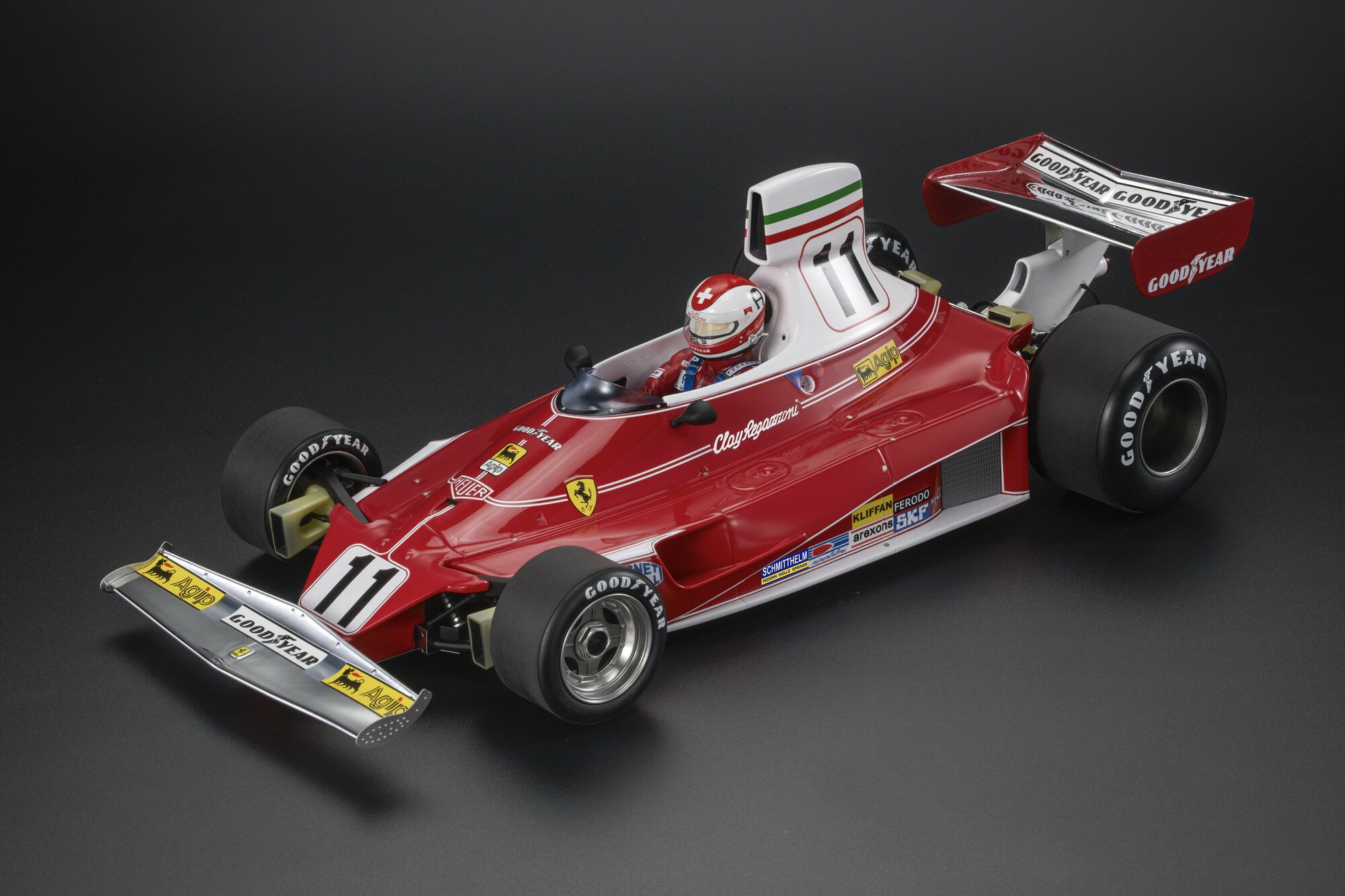 GP Replicas 1/12 ミニカー レジン プロポーションモデル 1975年イタリアGP 優勝モデル フェラーリ FERRARI - F1 312T TEAM FERRARI SEFAC No.11 WINNER ITALY GP 1975 CLAY REGAZZONI ドライバーフィギャー付き