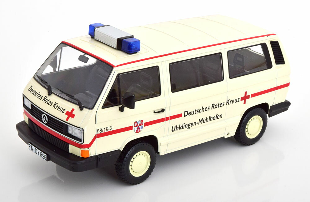 Rakuten - KK-Scale 1/18 ミニカー ダイキャストモデル 1987年モデル フォルクスワーゲン VOLKSWAGEN - T3 MINIBUS DEUTSCHES ROTES KREUZ AMBULANCE 1987 救急車