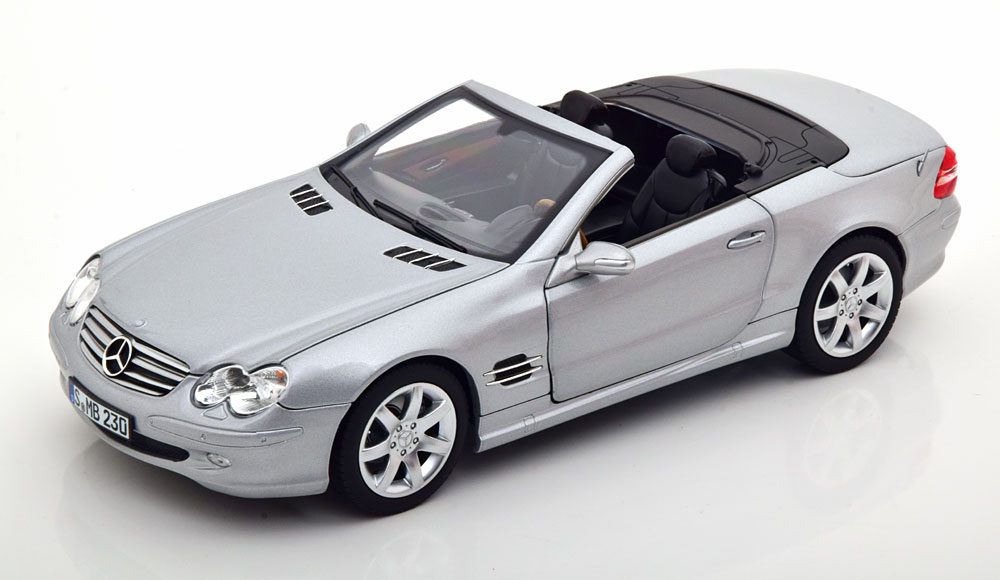 Mercedes Benz ディーラーアクセサリーモデル Norev ノレブ 1/18 ミニカー ダイキャストモデル 2003年モデル メルセデスベンツ MERCEDES BENZ - SL-CLASS SL500 (R230) CABRIOLET 2003 シルバーメタリック