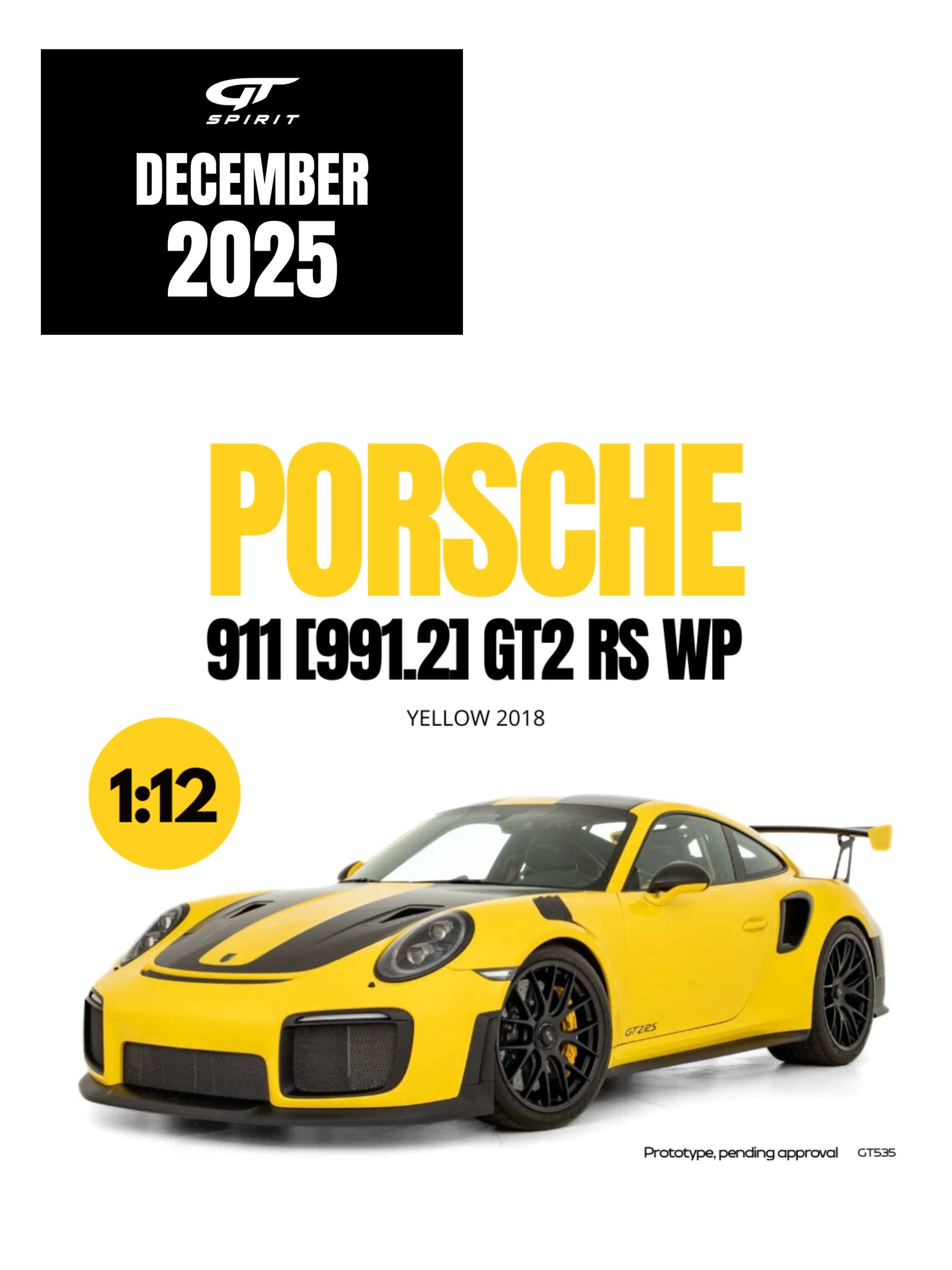 GT Spirit gts535 1/12 ミニカー レジン プロポーションモデル 2018年モデル ポルシェ Porsche 911 (992) GT2 RS WP 2018 イエロー