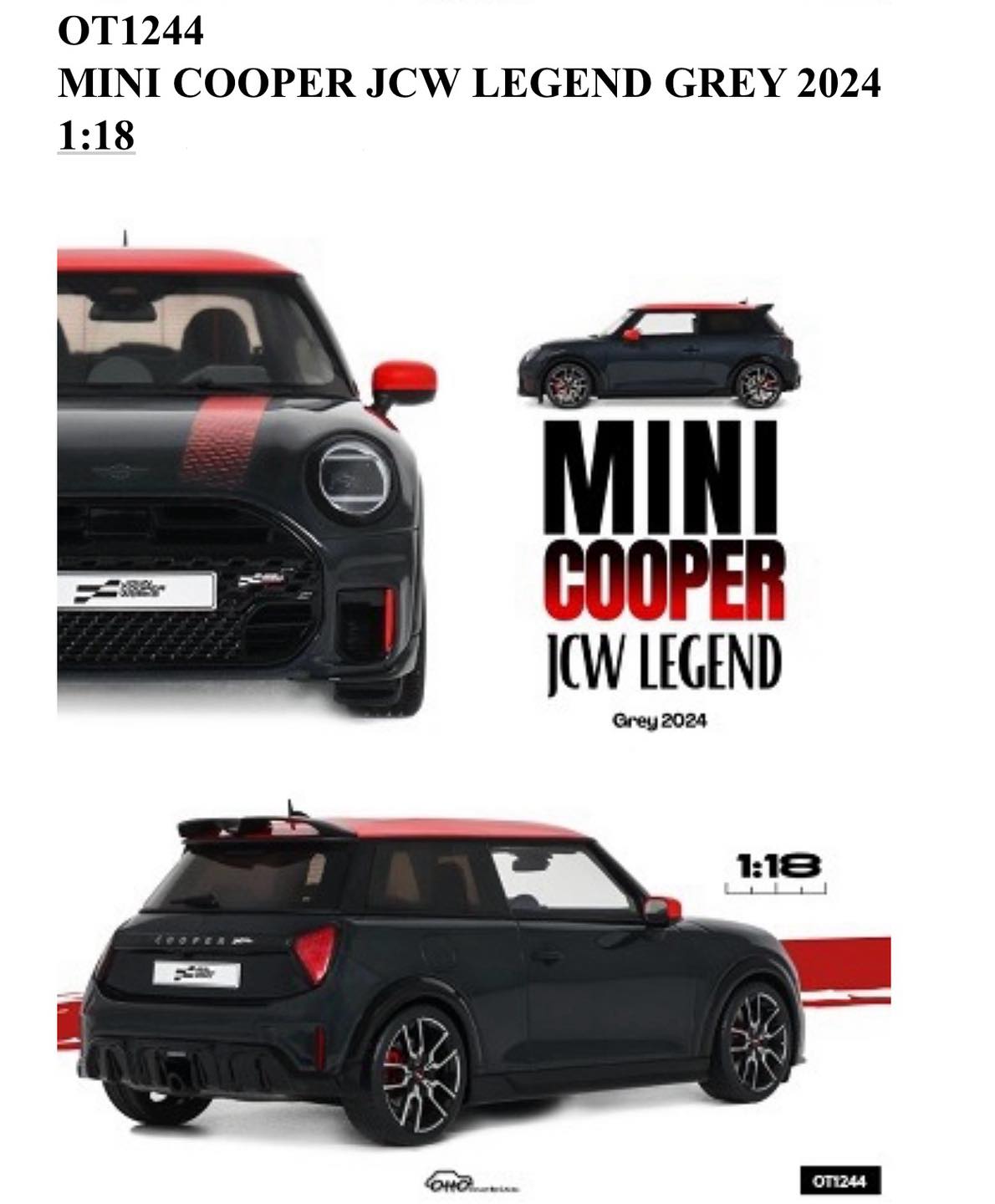 Otto Mobile otm1244 オットモビル 1/18 ミニカー レジン プロポーションモデル 2024年モデル BMW Group ミニ MINI - COOPER JOHN WORKS JCW 2024 ダークグレーメタリック