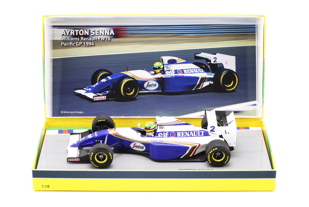 Minichamps ミニチャンプス 1/18 ミニカー ダイキャストモデル 1994年パシフィック GP ポールポジション ウィリアムズ WILLIAMS F1 RENAULT ELF FW16 No.2 POLE POSITION PACIFIC GP 1994 AYRTON SENNA アイルトン・セナ 特別ギフトパッケージ仕様