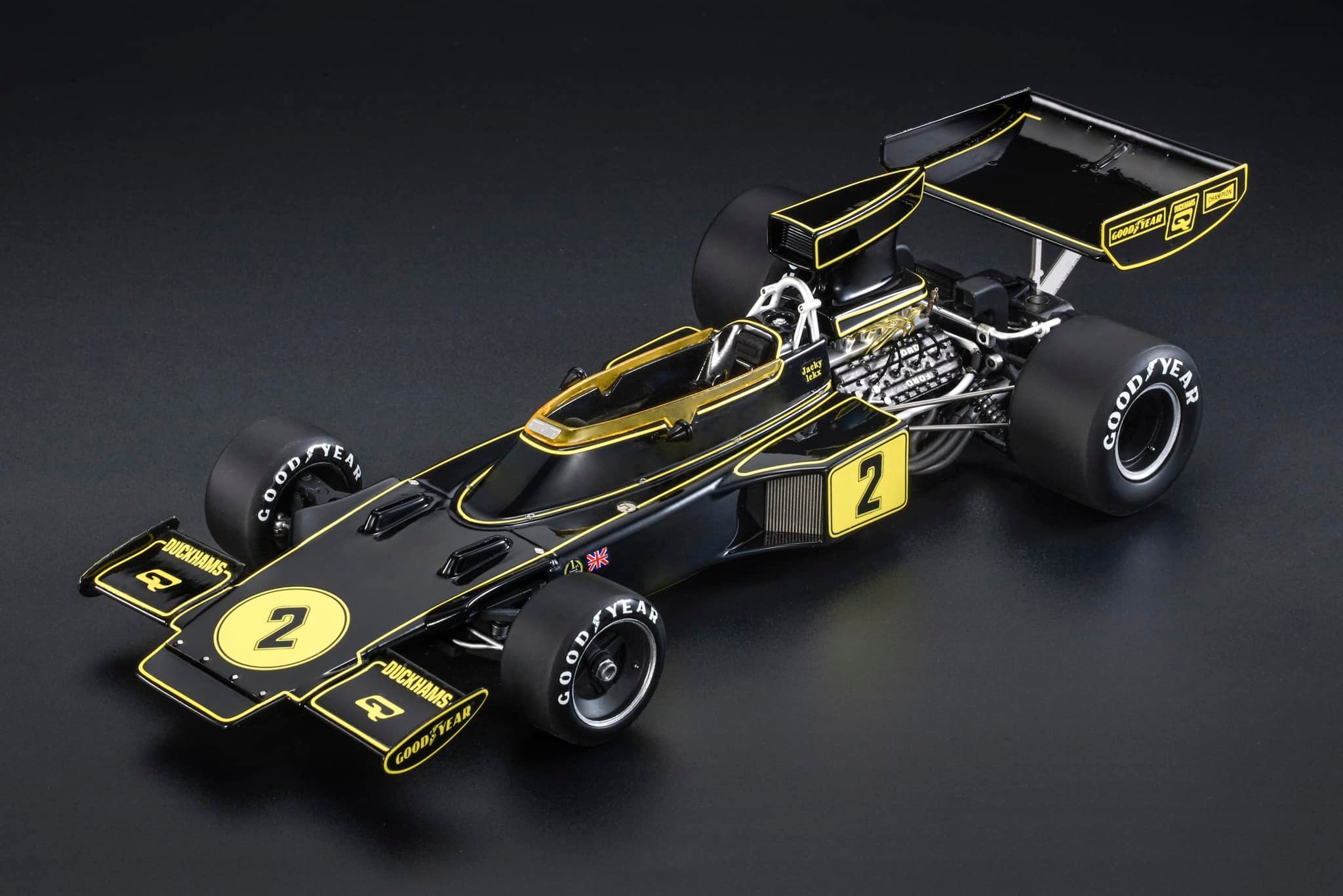 GP Replicas 1/18 ミニカー レジン プロポーションモデル 1974年英国GP 第3位 ロータス LOTUS - F1 72E TEAM LOTUS JPS No.2 Jacky Ickx Third place British GP 1974