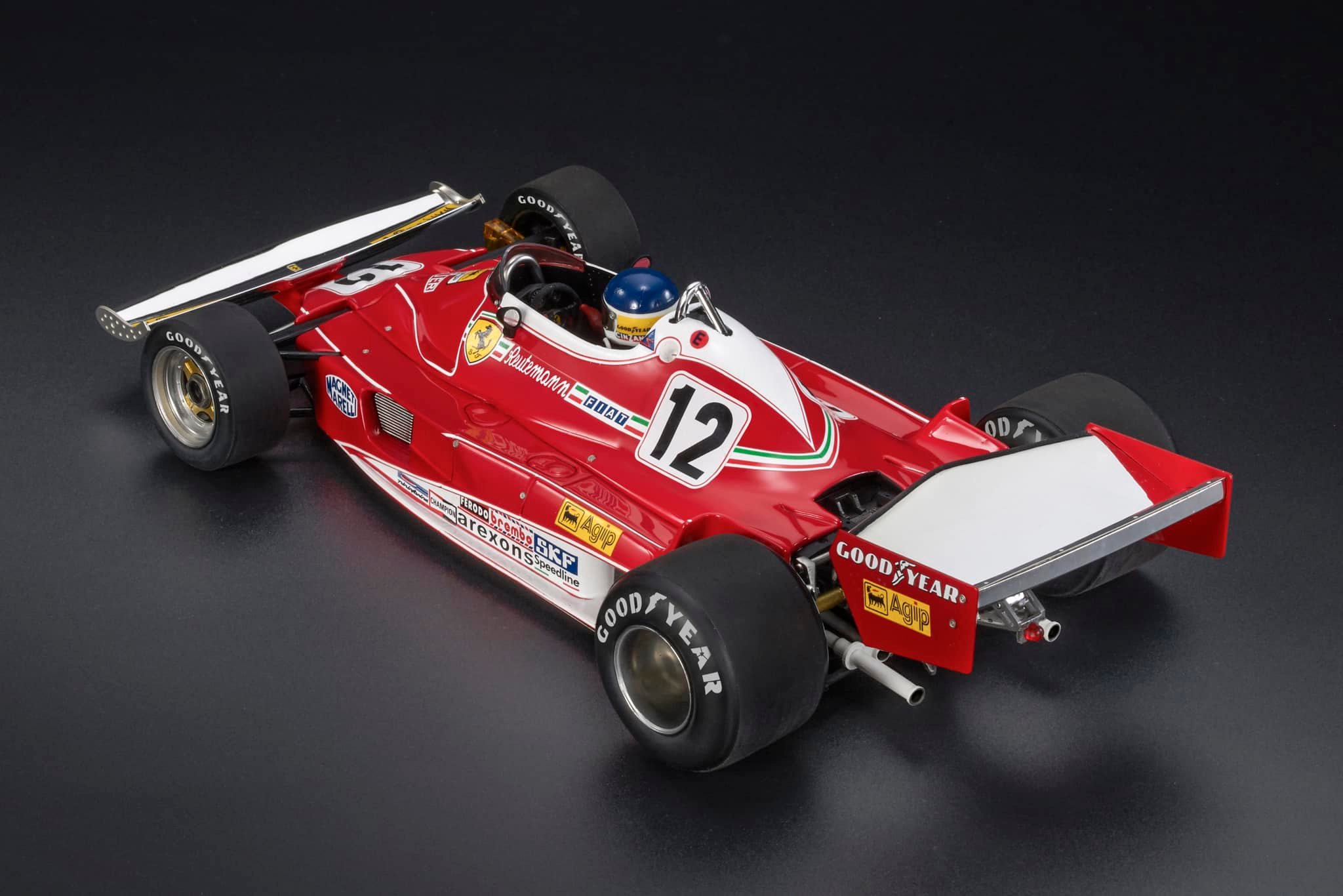 GP Replicas 1/18 ミニカー レジン プロポーションモデル 1977年ブラジルGP 優勝モデル フェラーリ FERRARI - F1 312T2B TEAM SCUDERIA FERRARI SPA SEFAC No.12 WINNER BRAZILIAN GP 1977 CARLOS REUTEMANN ドライバーフィギャー付き 2