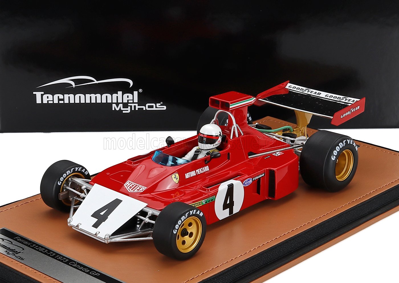 Other - Tecnomodel テクノモデル 1/18 ミニカー レジン プロポーションモデル 1973年カナダGP フェラーリ FERRARI - F1 312 B3 (BROKE NOSE ノーズ破損モデル) No.4 CANADA GP 1973 ARTURO MERZARIO アルトゥーロ・メルツァリオ ドライバーフィギュア付き