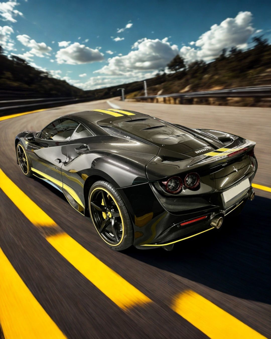 Rakuten - BBR 1/18 ミニカー レジン プロポーションモデル 2019年モデル フェラーリ F8 トリブート FERRARI - F8 TRIBUTO 2019 - NERO DAYTONA ブラック/イエローストライプ