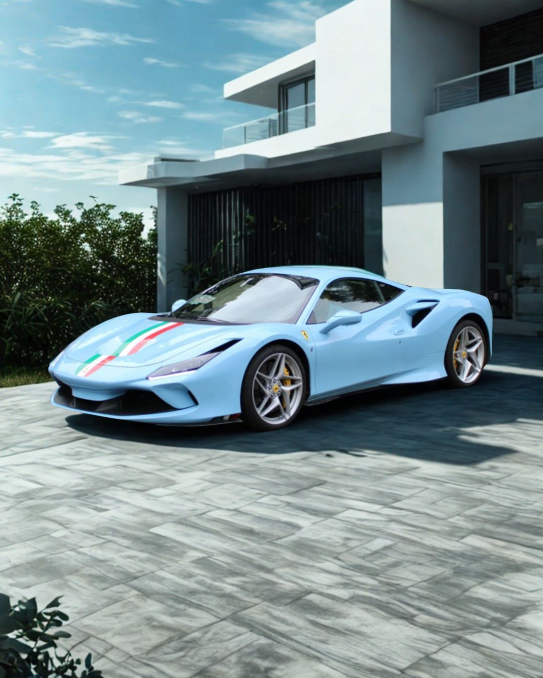 Rakuten - BBR 1/18 ミニカー レジン プロポーションモデル 2019年モデル フェラーリ F8 トリブートFERRARI - F8 TRIBUTO ITALIAN STRIPE 2019 - AZZURRO LA PLATA ライトブルー