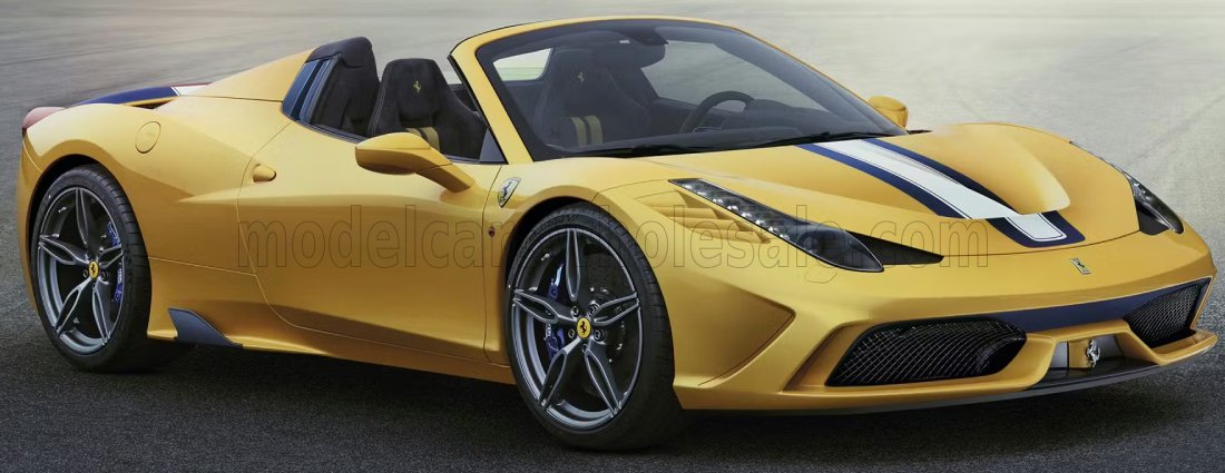 Other - Looksmart 1/12 ミニカー レジン プロポーションモデル 2013年モデル フェラーリ FERRARI - 458 SPECIALE A SPIDER 2013 NART LIVERY GIALLO TRISTRATO イエロー / ブルーストライプ