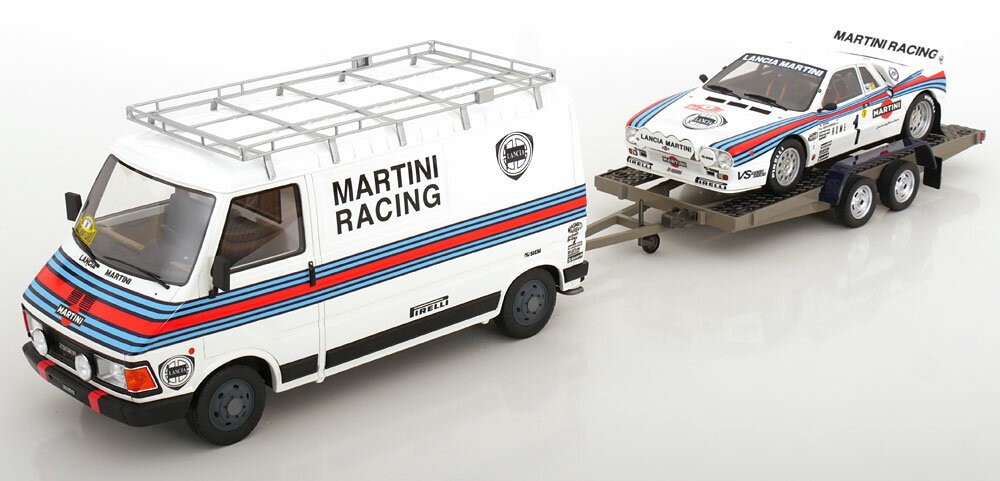 Rakuten - Otto Mobile 1/18 1983年ラリー・モンテカルロ 優勝モデル ランチア LANCIA - RALLY SET - 037 TEAM MARTINI RACING Gr.B (night version) No.1 WINNER RALLY MONTECARLO 1983 WALTER ROHRL - CHRISTIAN GEISTDORFER + FIAT 242 VAN ASSISTANCE WITH TRAILER
