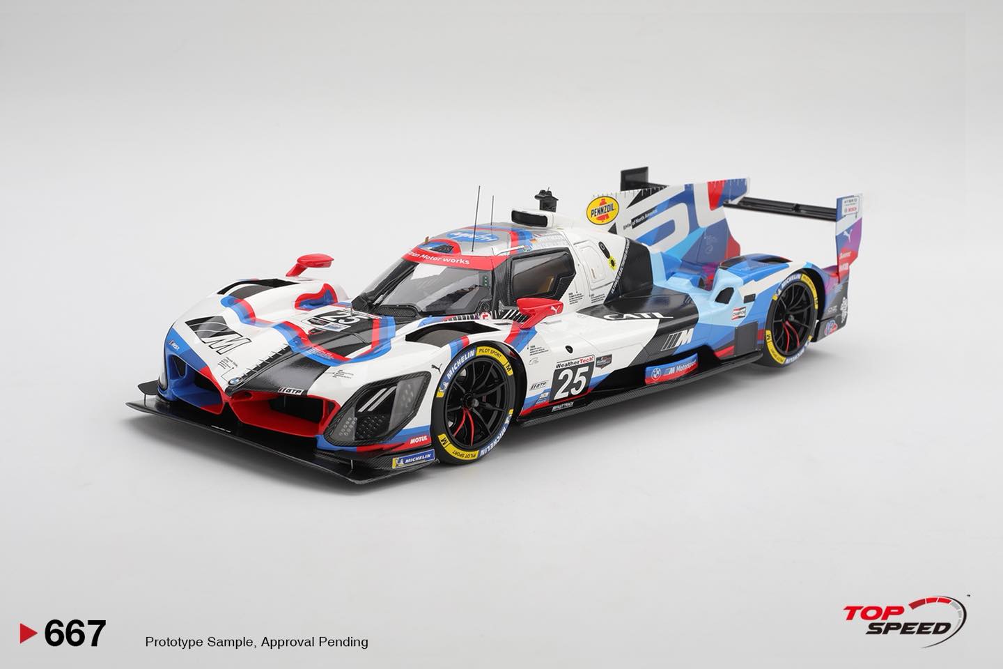 BMW - Top Speed 1/18 ミニカー レジン プロポーションモデル 2025年セブリング12時間 BMW - M HYBRID 4.0L TURBO V8 TEAM RLL No.25 IMSA 12h SEBRING 2025 ROBIN FRIJNS - SHELDON VAN DER LINDE - MARCO WITTMANN