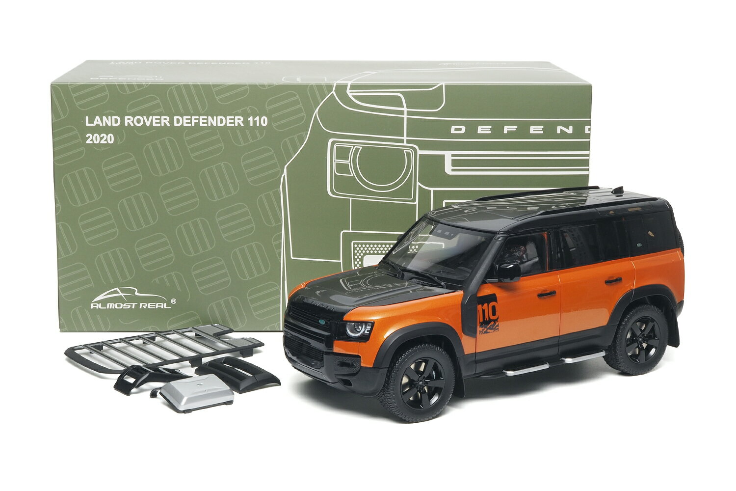 Rakuten - Almost Real 1/18 ミニカー ダイキャストモデル 2020年モデル ランドローバー Land Rover Defender 110 - 2020 - Phoenix Orange / Santorini Black オレンジ・ブラック
