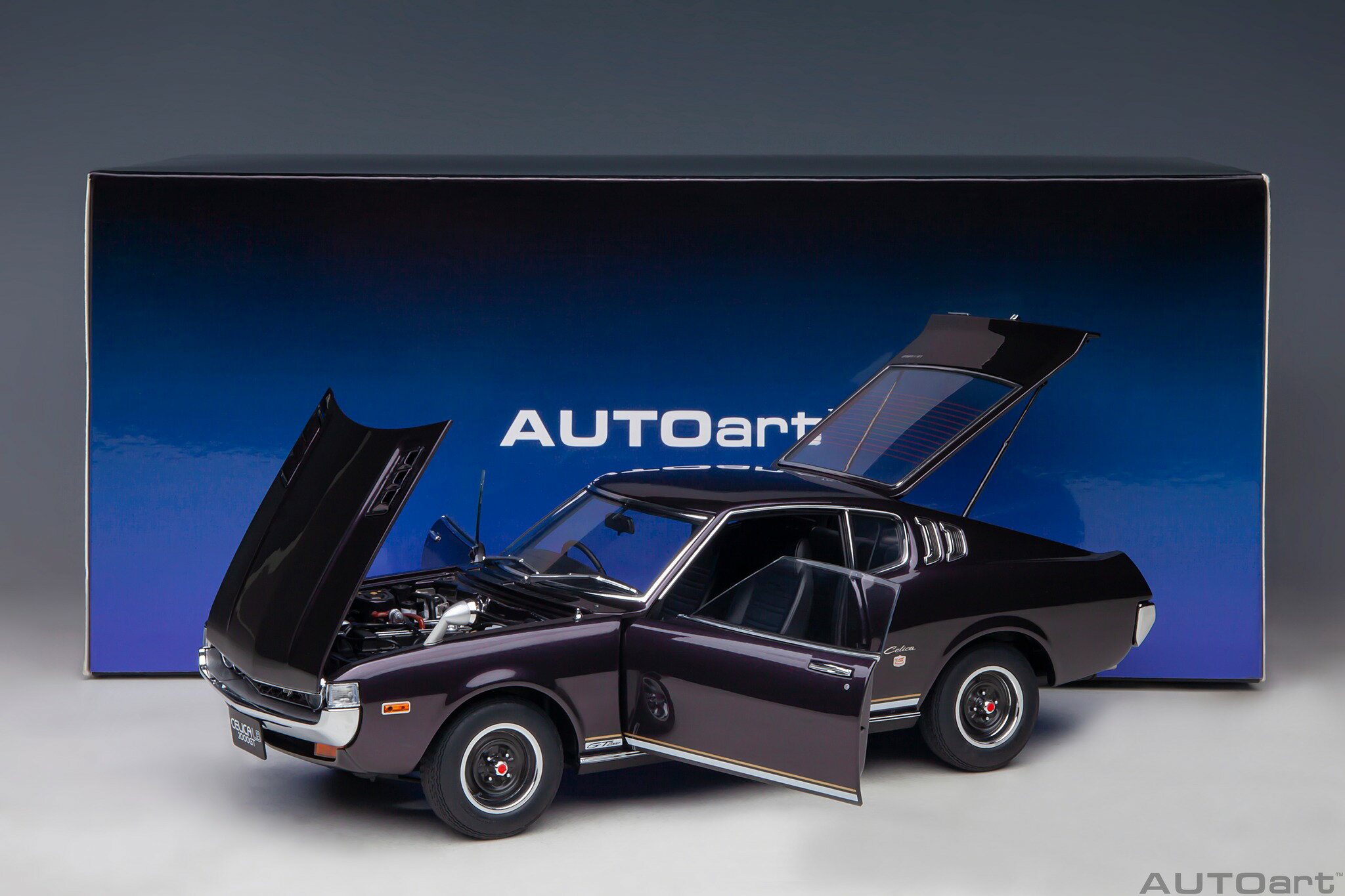 AUTOart オートアート 1/18 ミニカー コンポジットダイキャストモデル 1973年モデル トヨタ セリカ リフトバック 2000GT RA25 ダークパープル メタリック