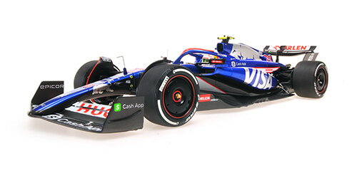 ●スケール：1：18　レジン・プロポーションモデル　開閉ギミックなし。 ●メーカー：ミニチャンプス ●F1日本GPで、角田裕毅（RB）が10位入賞。厳しい状況の中でもしっかりとポイントを獲得したその走りに、桜が満開となった鈴鹿サーキットが揺...