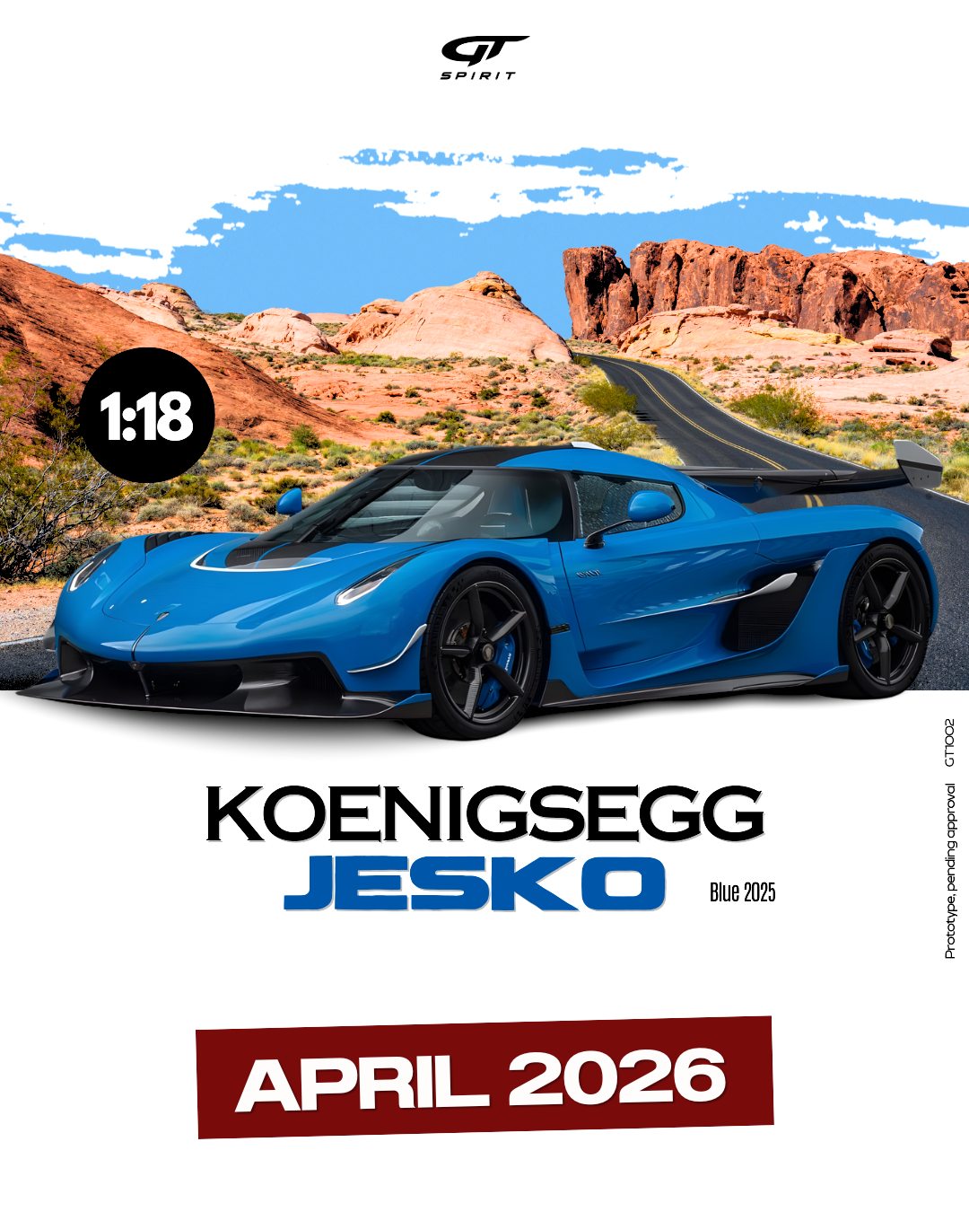GT Spirit gts1002 1/18 ミニカー レジン プロポーションモデル 2025年モデル ケーニグセグ KOENIGSEGG - JENKO 2025 ブルー